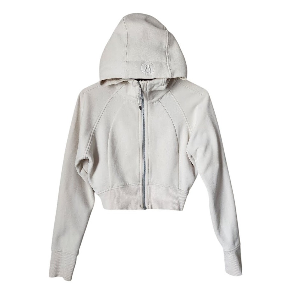 LULULEMON Scuba Cropped Hoodie Zip Up Bone Cream Athleisure